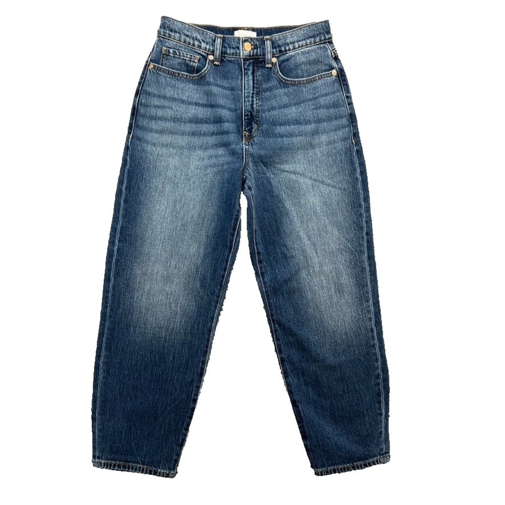 Evereve High Rise Tapered Leg Mom Jeans Womens 28 6 Blue Denim Classic Timeless